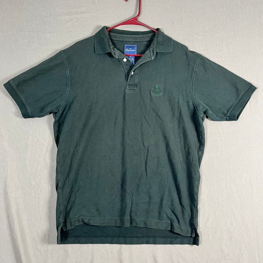 Faconnable Polo Shirt Mens M Dark Green Short Sleeve Pique Cotton EUC